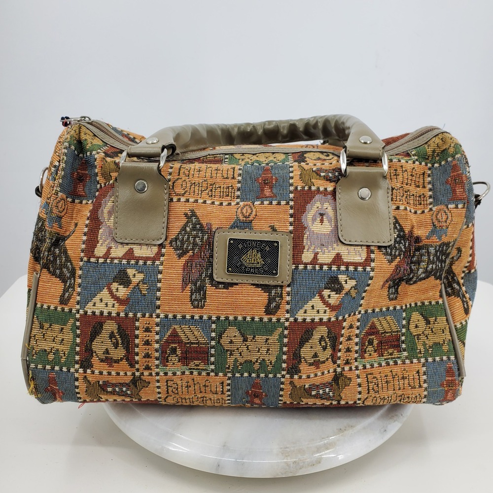 Pioneer Express Vintage Dog Tapestry Satchel Bag Faithful Companion Duffel Pet